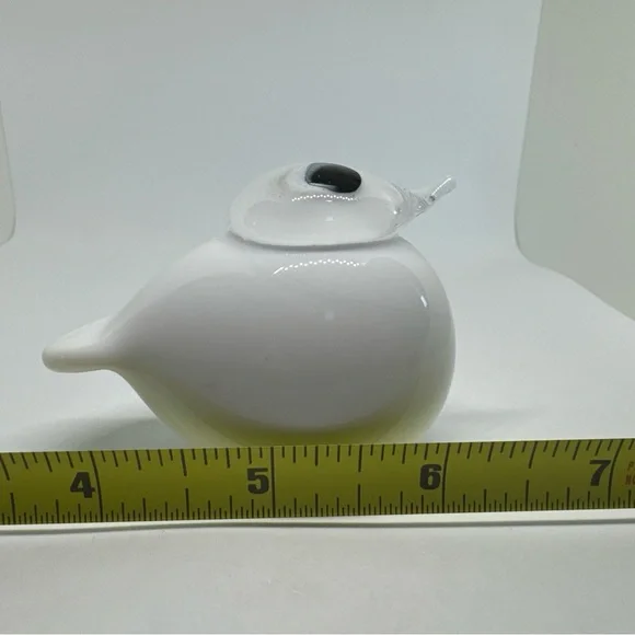 Oiva Toikka Glass Bird Puffball by Iittala Finland Finnish Sculpture White Small